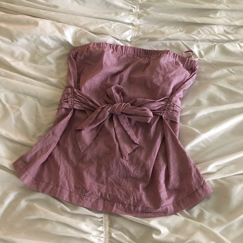 Striped Strapless Blouse